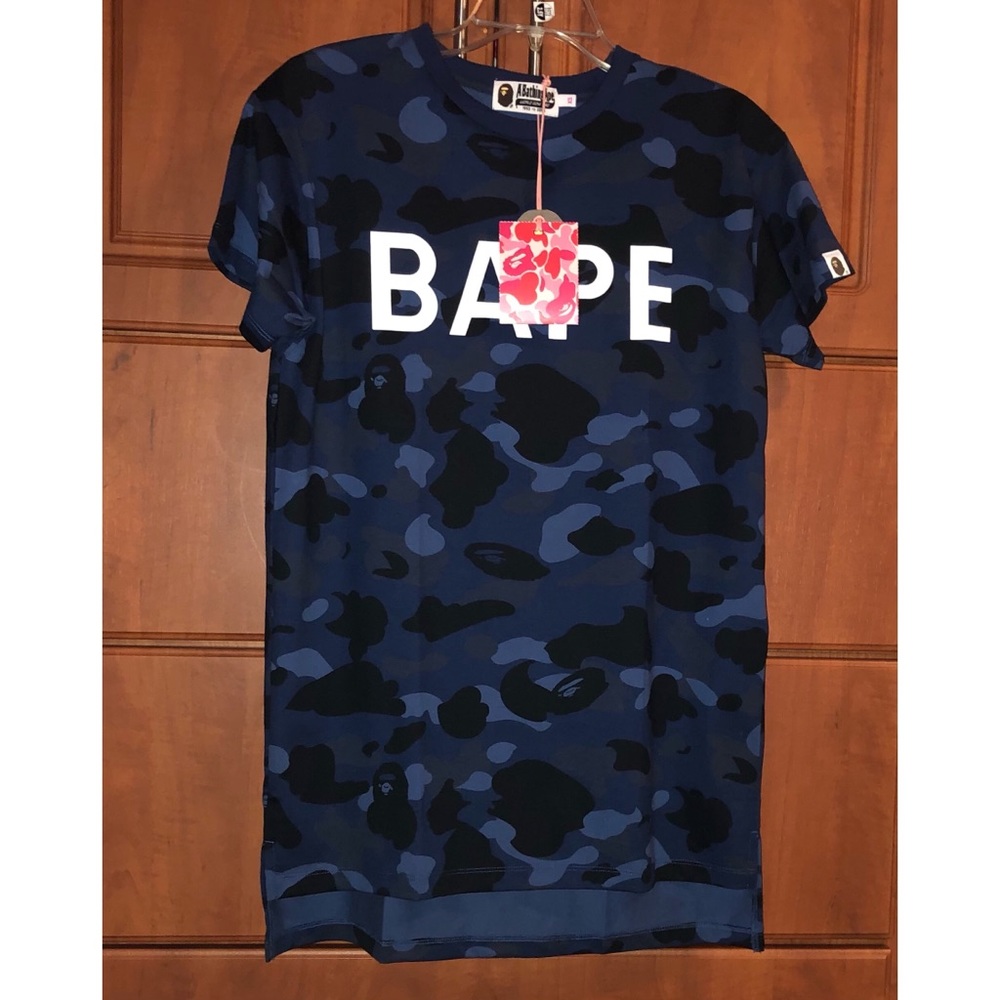 A BATHING APE LADIES BLUE CAMO ONEPIECE TEE